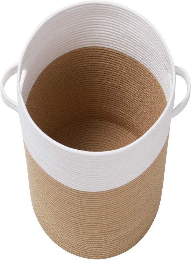 GLEAM Extra Large Storage Basket with Lid, Cotton Rope Storage Baskets, Laundry Hamper, Cloth Bin, for Clothes Towels Blankets Pillows Storage in Living Room, (Beige White, 15'' X 20'' INCH) - Image 3